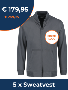 sweatvest met gratis logo bij Dupal bedrijfskleding